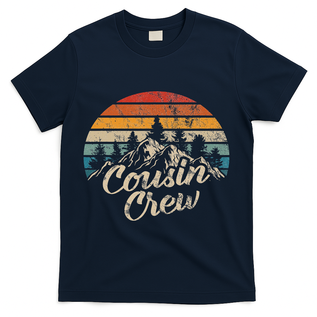 Cousin Crew Camping Outdoor Sunset Summer Camp T-Shirt - Navy