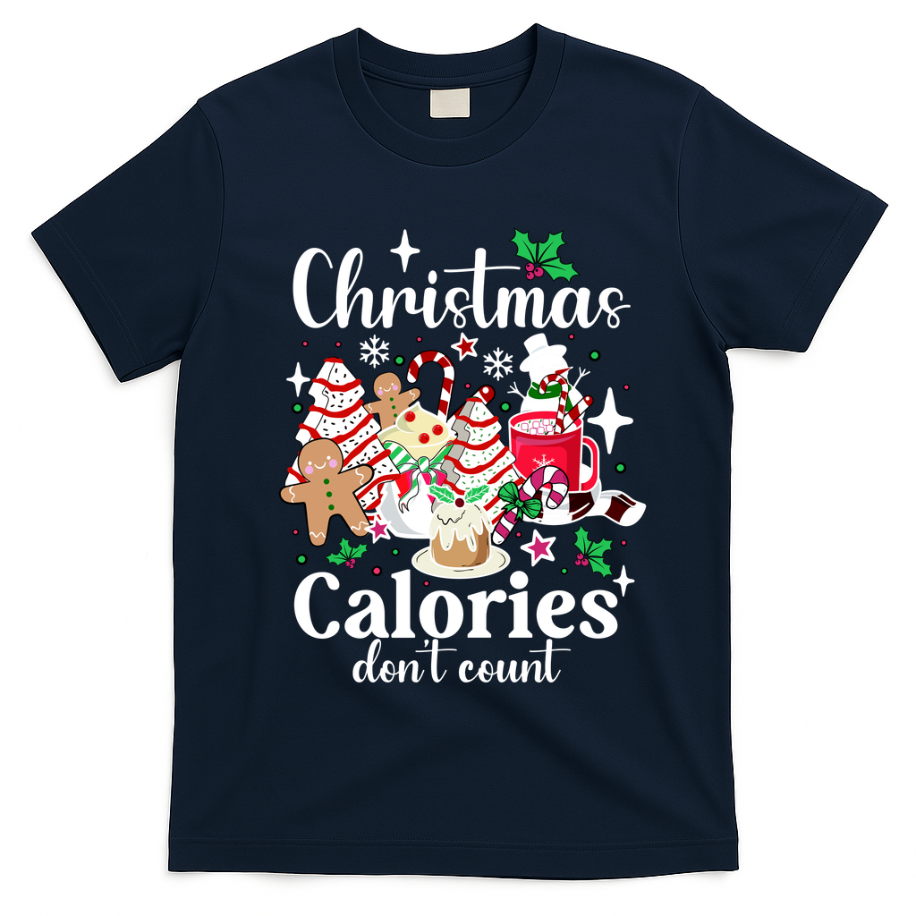 Christmas Calories DonT Count T-Shirt - Navy Blue