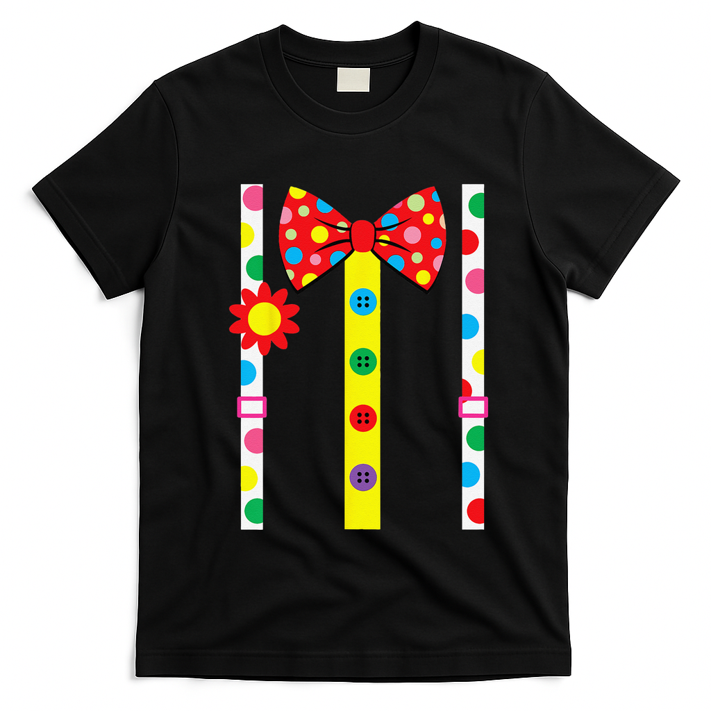 Clown Costume Easy Halloween Vintage Carnival Circus T-Shirt - Black