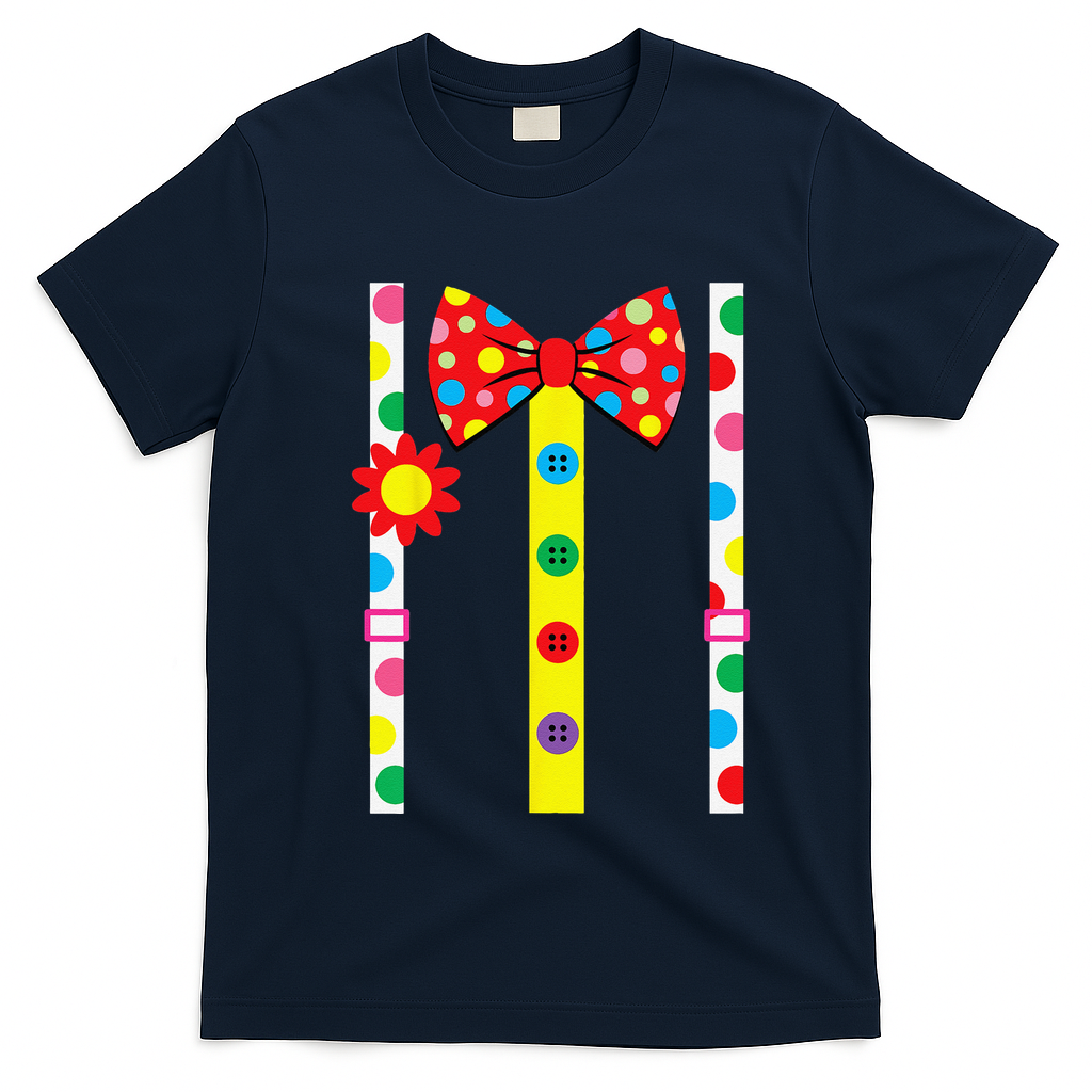 Clown Costume Easy Halloween Vintage Carnival Circus T-Shirt - Navy Blue