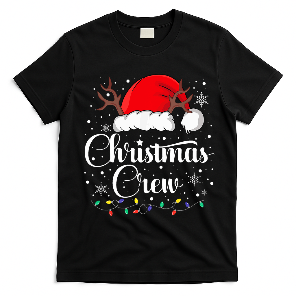 Christmas Crew Family Group Matching Christmas Pajama Party T-Shirt - Black