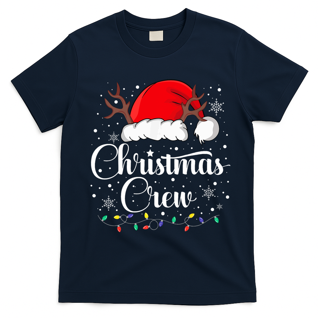 Christmas Crew Family Group Matching Christmas Pajama Party T-Shirt - Navy Blue
