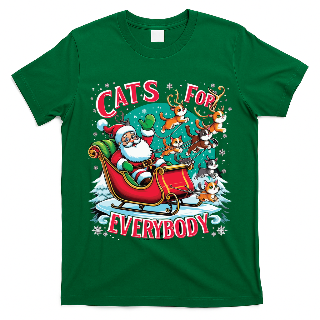 Christmas Cats For Everybody Funny Santa T-Shirt