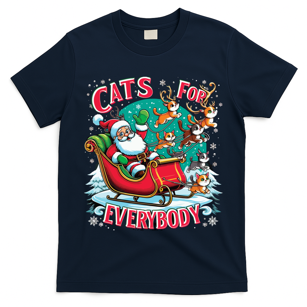 Christmas Cats For Everybody Funny Santa T-Shirt