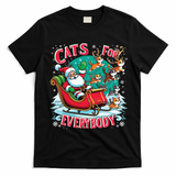 Christmas Cats For Everybody Funny Santa T-Shirt - Black