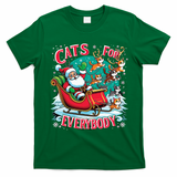 Christmas Cats For Everybody Funny Santa T-Shirt - Irish Green