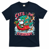Christmas Cats For Everybody Funny Santa T-Shirt - Navy Blue