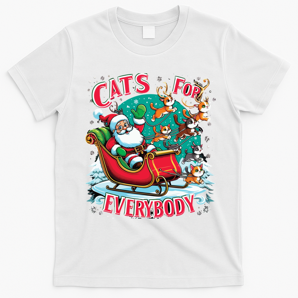 Christmas Cats For Everybody Funny Santa T-Shirt - White