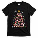 Candy Cane For Family Christmas Tree Lights T-Shirt - Black
