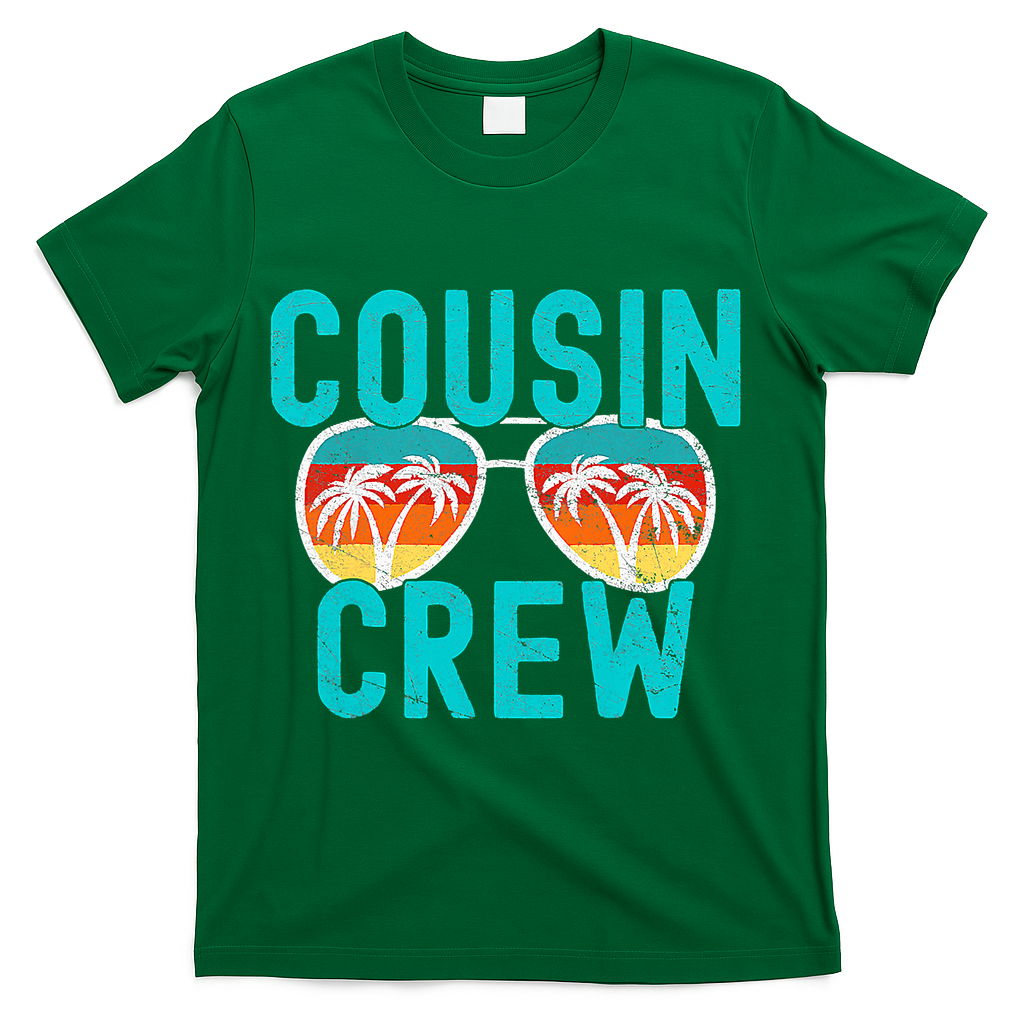 Cousin Crew Family Vacation Summer Vacation Beach Sunglasses T-Shirt - Green