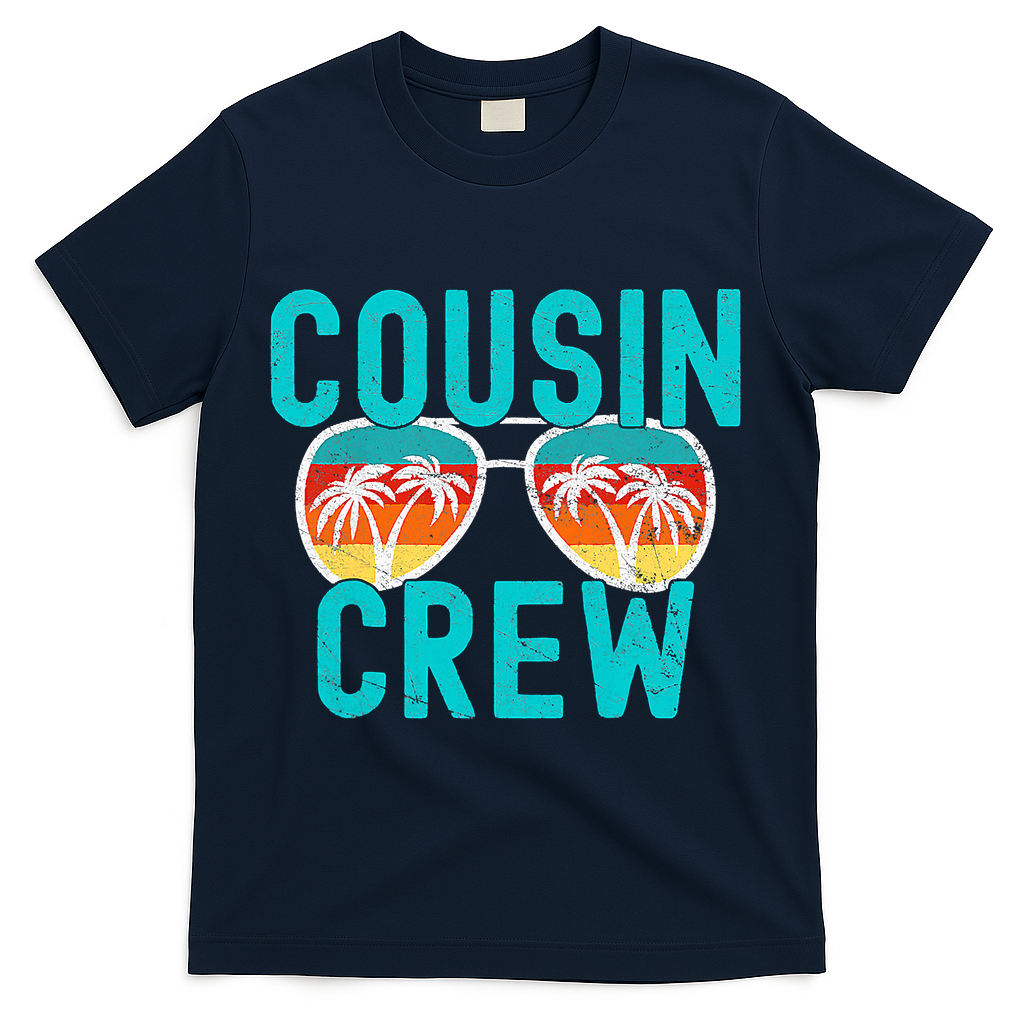 Cousin Crew Family Vacation Summer Vacation Beach Sunglasses T-Shirt - Navy