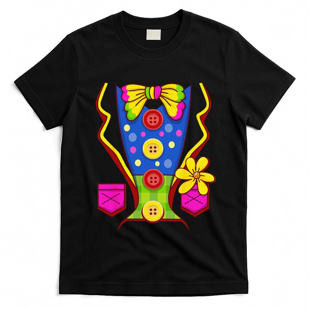 Clown Costume For Funny Funny Halloween Outfit Circus T-Shirt - Black