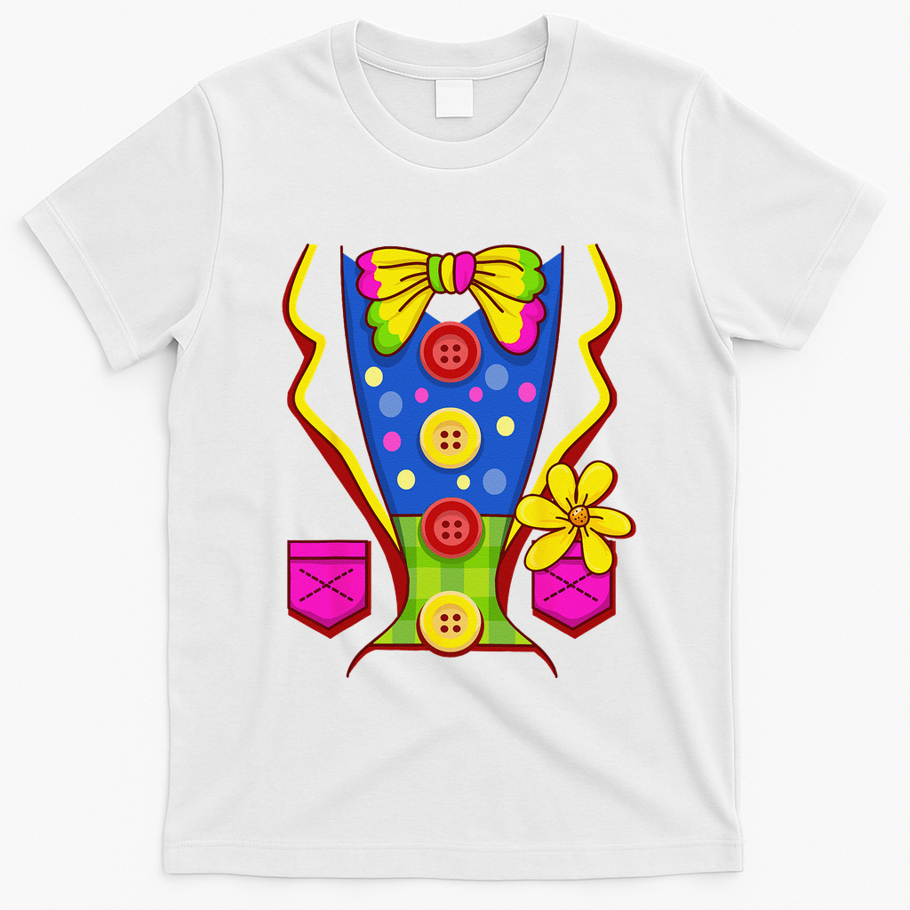 Clown Costume For Funny Funny Halloween Outfit Circus T-Shirt - White