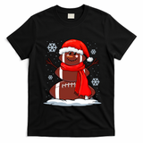 Cool Christmas Football Snowman Sports Fan T-Shirt - Black