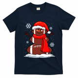 Cool Christmas Football Snowman Sports Fan T-Shirt - Navy Blue