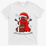 Cool Christmas Football Snowman Sports Fan T-Shirt - White