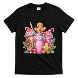 Cute Christmas Gingerbread Man Coffee Peppermint Latte T-Shirt - Black