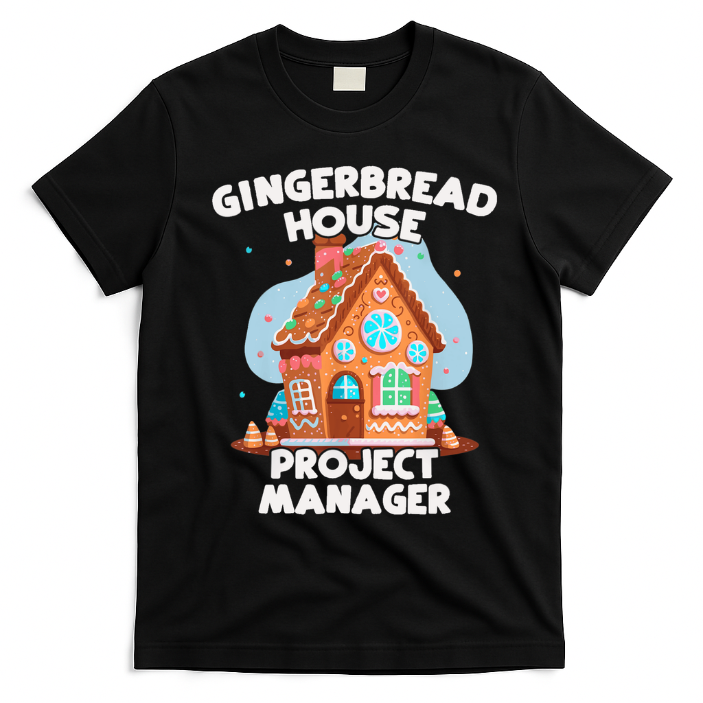 Cute Christmas Gingerbread House Project Manager T-Shirt - Black