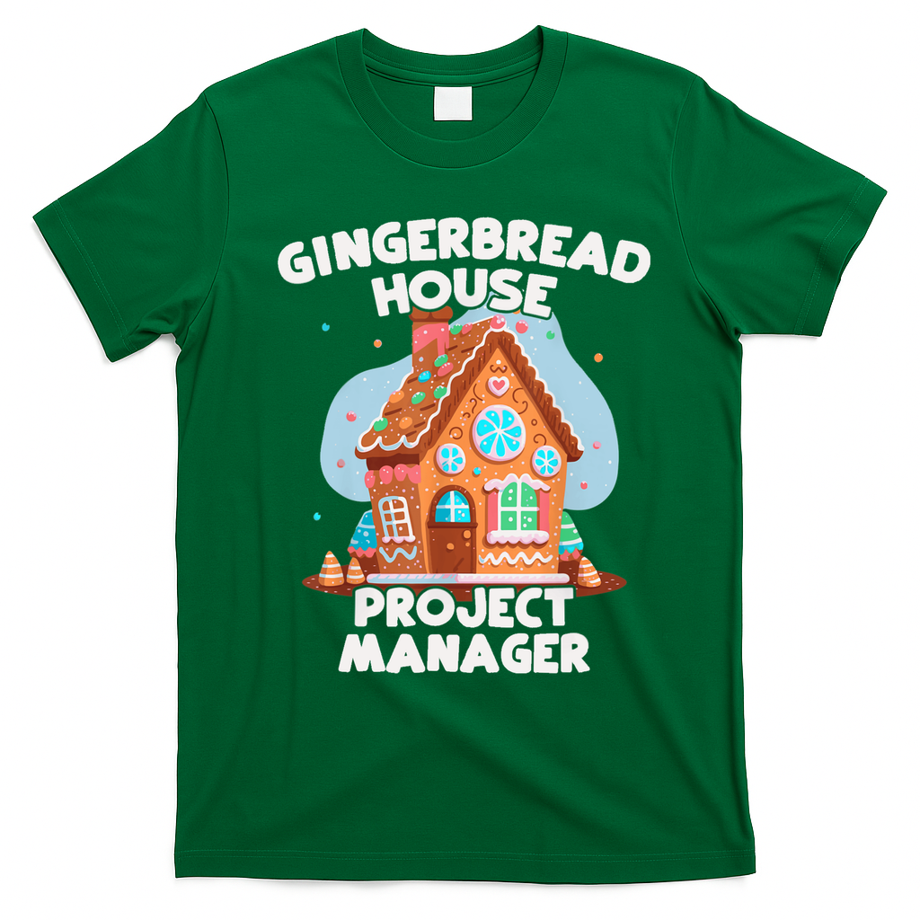 Cute Christmas Gingerbread House Project Manager T-Shirt - Irish Green