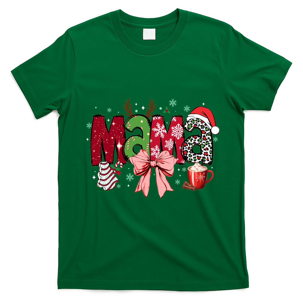 Cute Christmas Holiday Mama T-Shirt - Irish Green