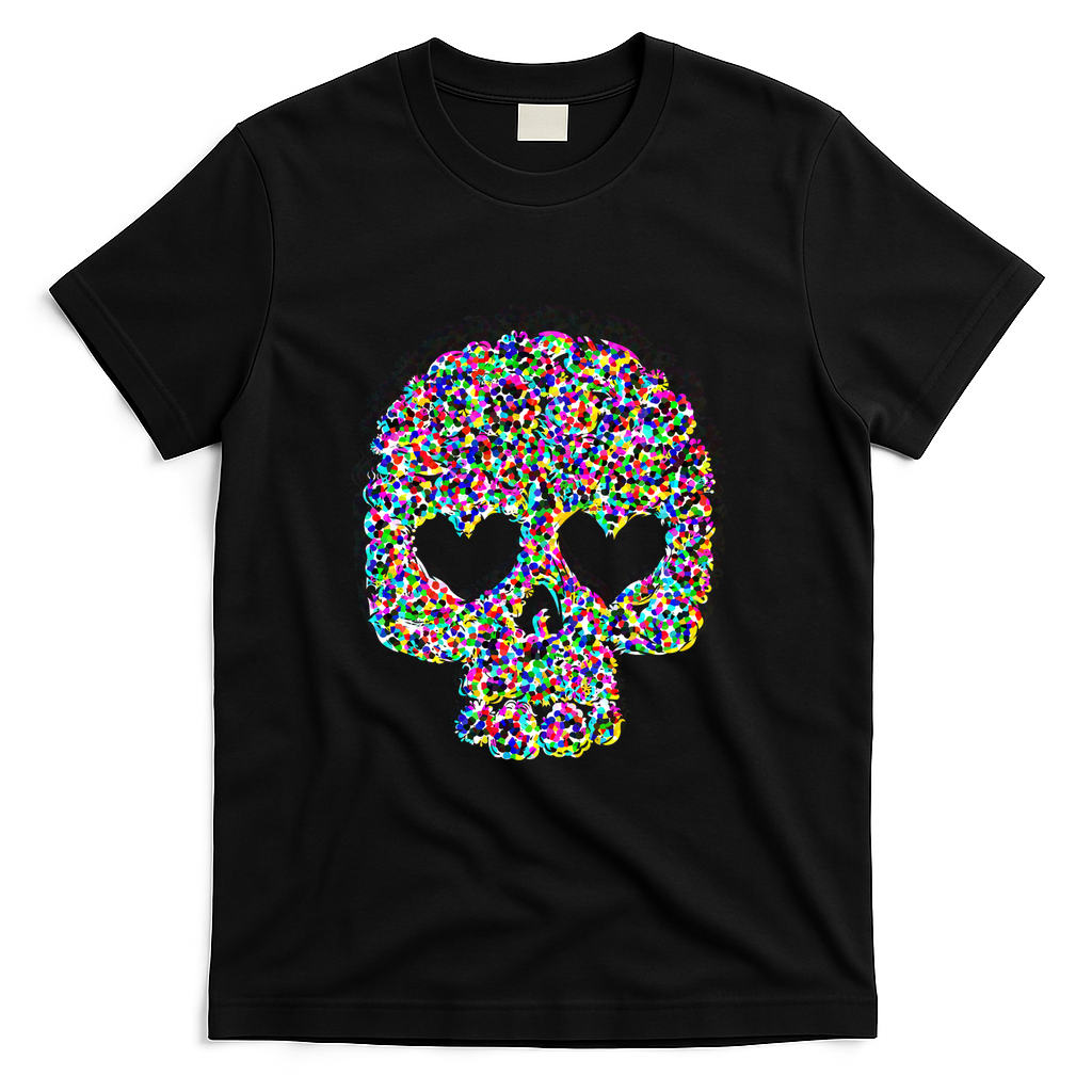Colorful, cheerful, happy pixel skul - Black