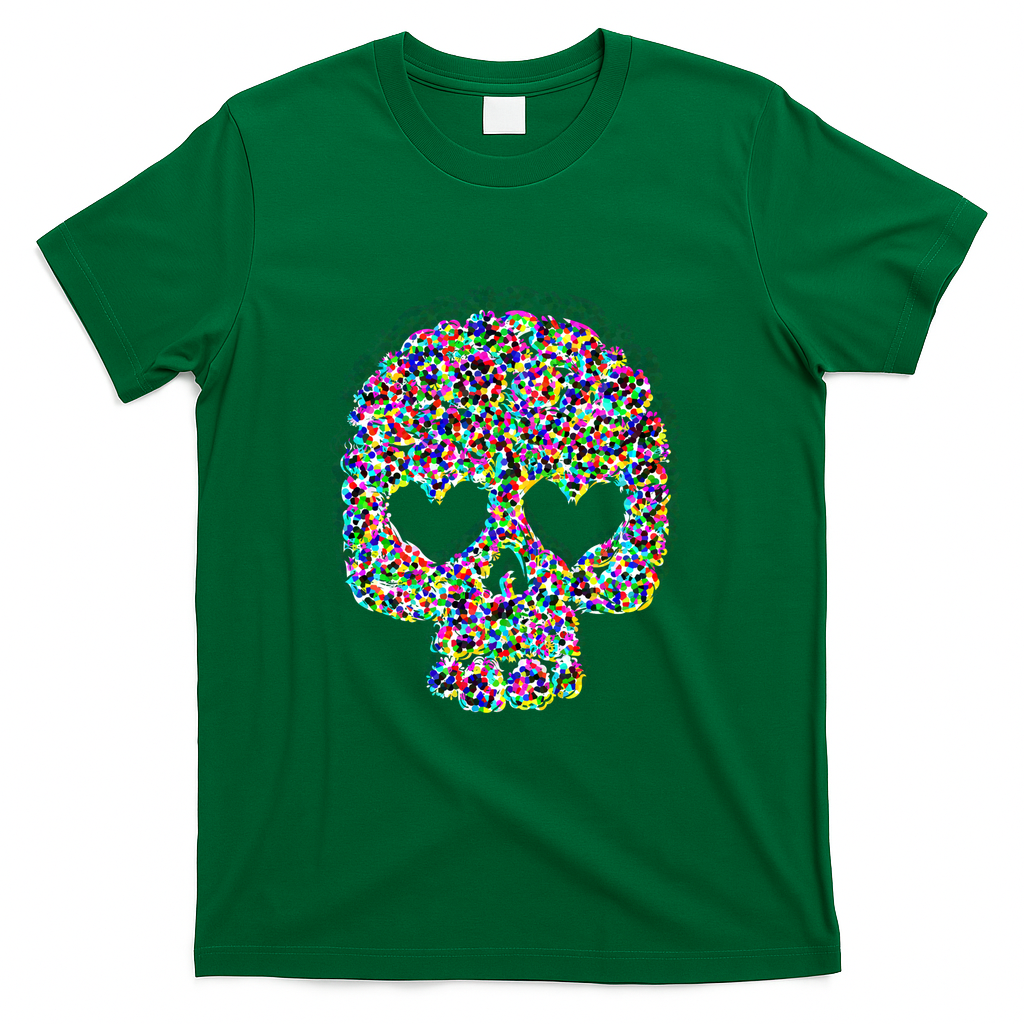 Colorful, cheerful, happy pixel skul - Green