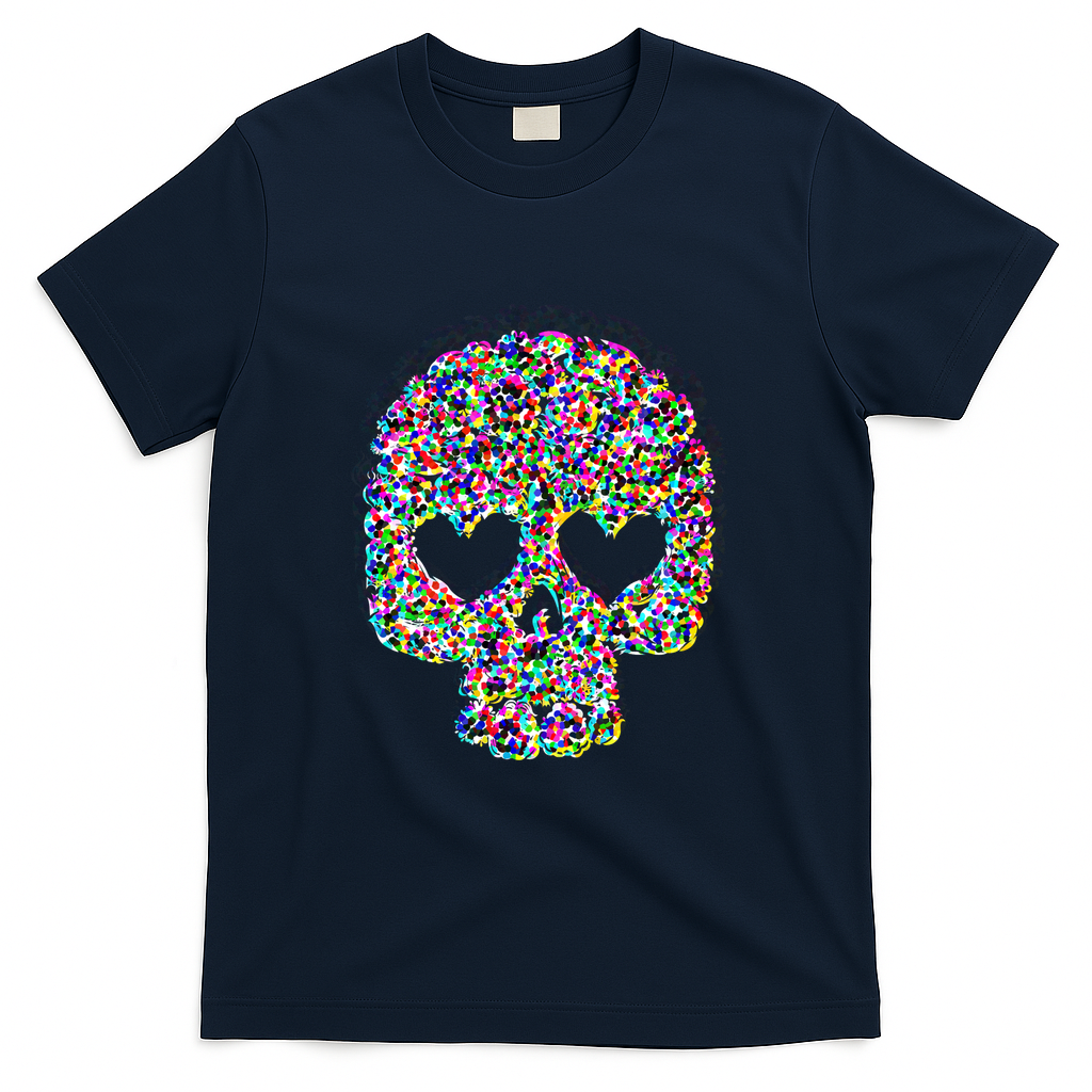 Colorful, cheerful, happy pixel skul - Navy