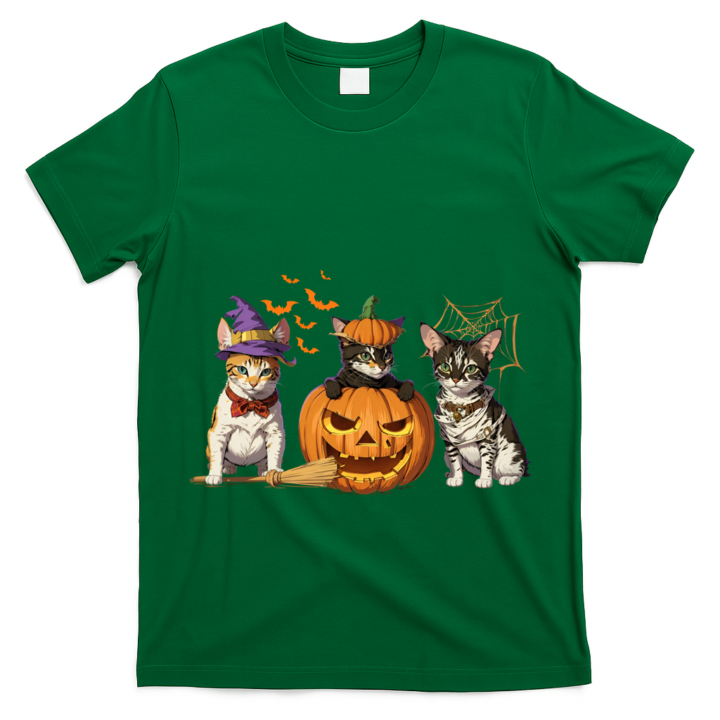 Cute Cat Halloween Witch Mummy Pumpkin Funny Cat Lover Gift T-Shirt