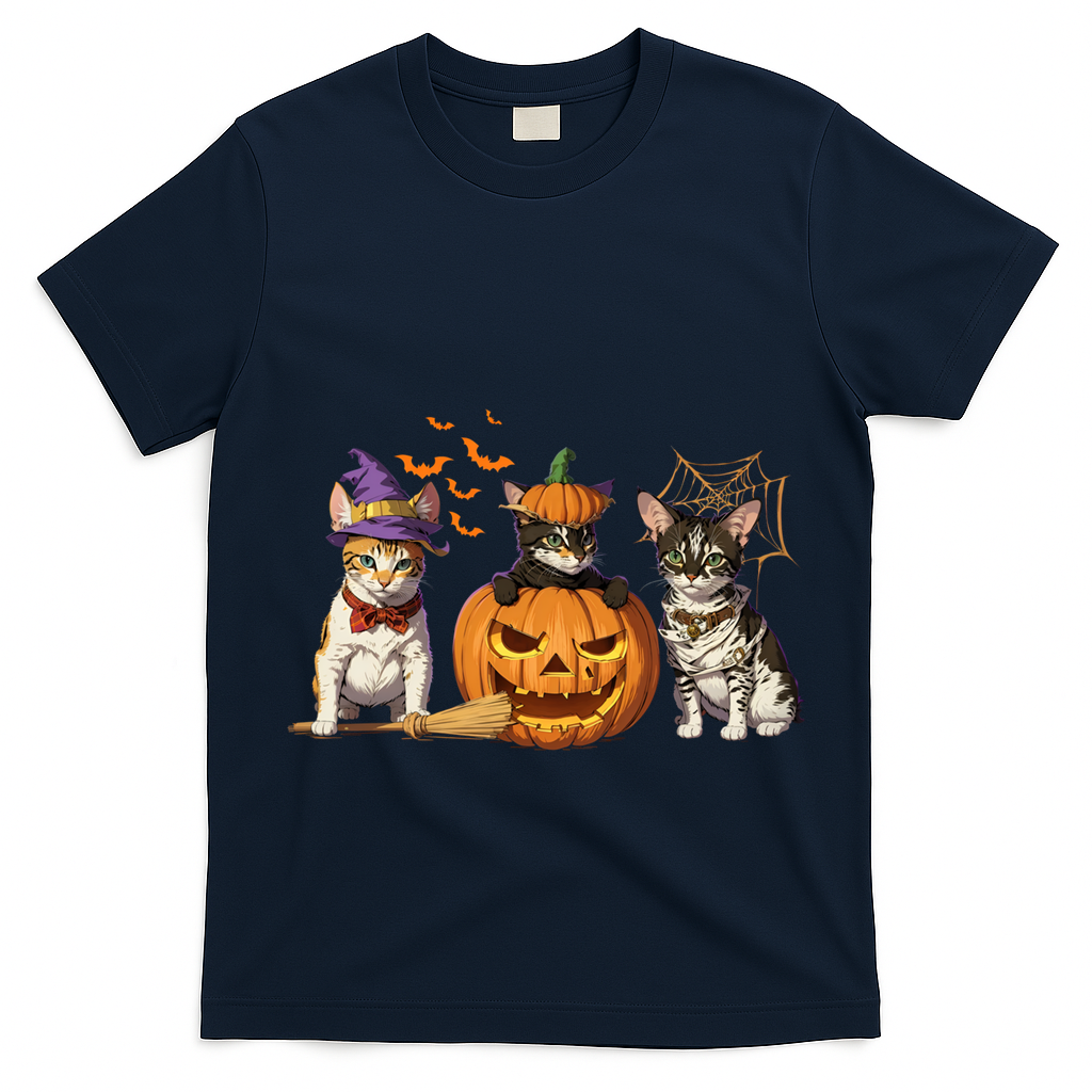 Cute Cat Halloween Witch Mummy Pumpkin Funny Cat Lover Gift T-Shirt