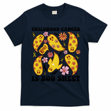 Childhood Cancer Is Boo Sheet Cancer Awareness Month Halloween T-Shirt - Navy Blue