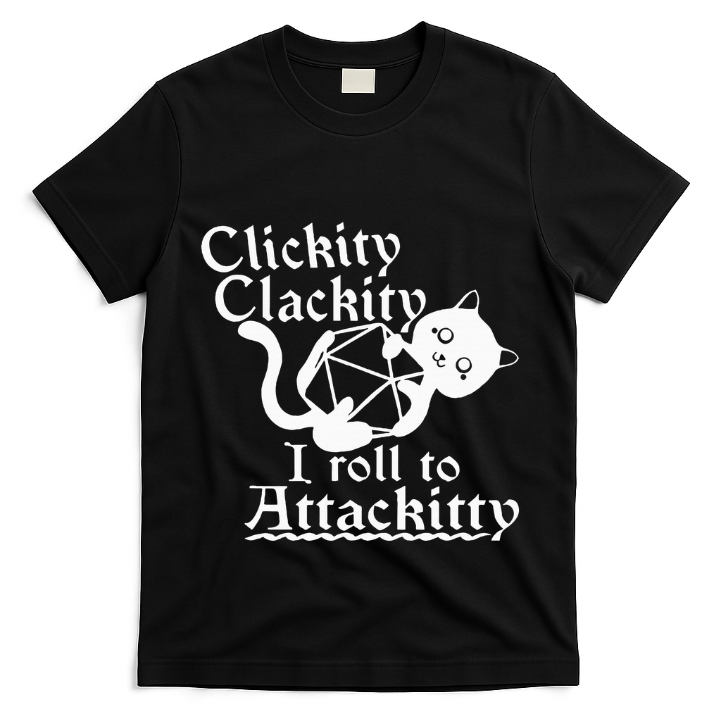 Clickity Clackity I Roll To Attackity Game Dice Attackitty T-Shirt