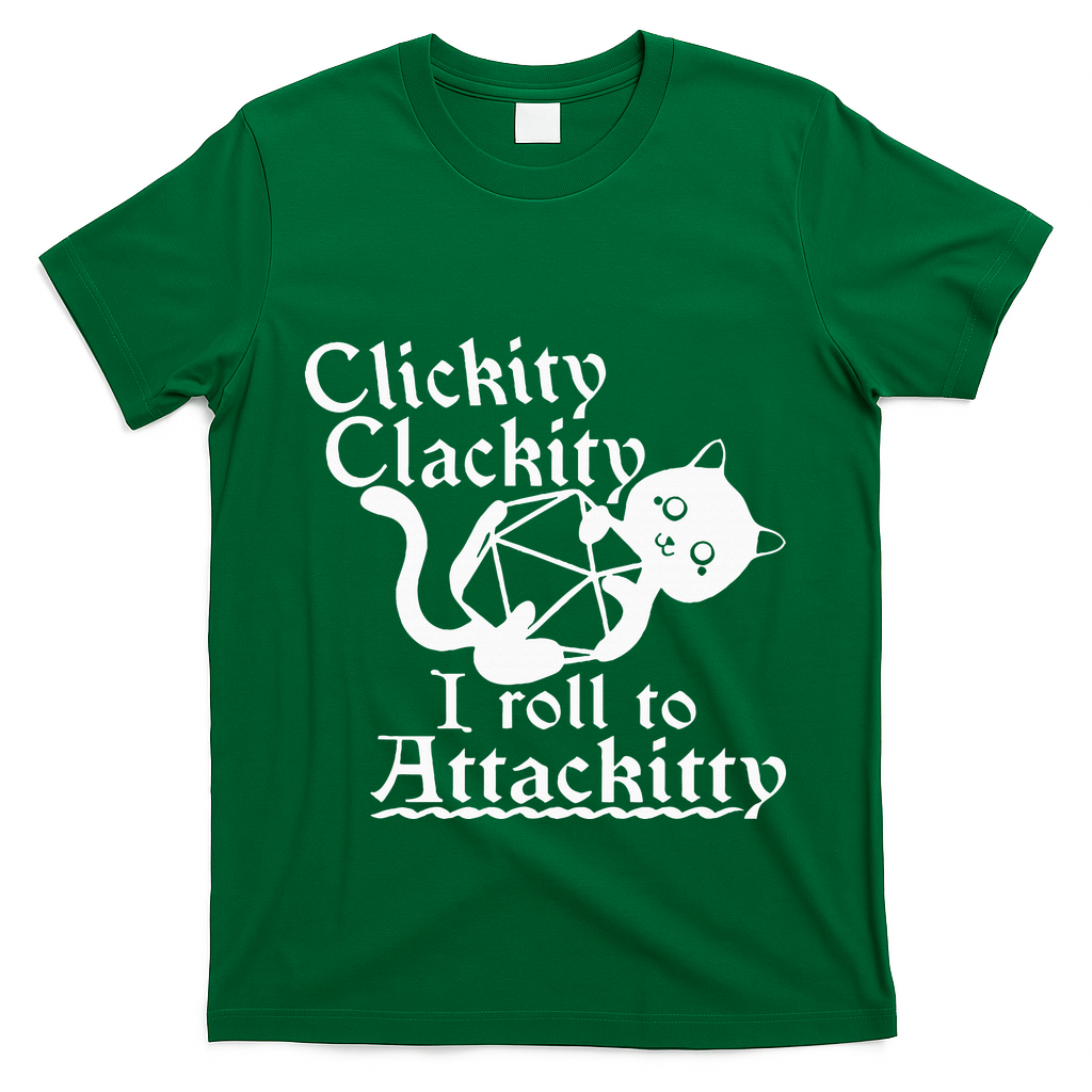 Clickity Clackity I Roll To Attackity Game Dice Attackitty T-Shirt