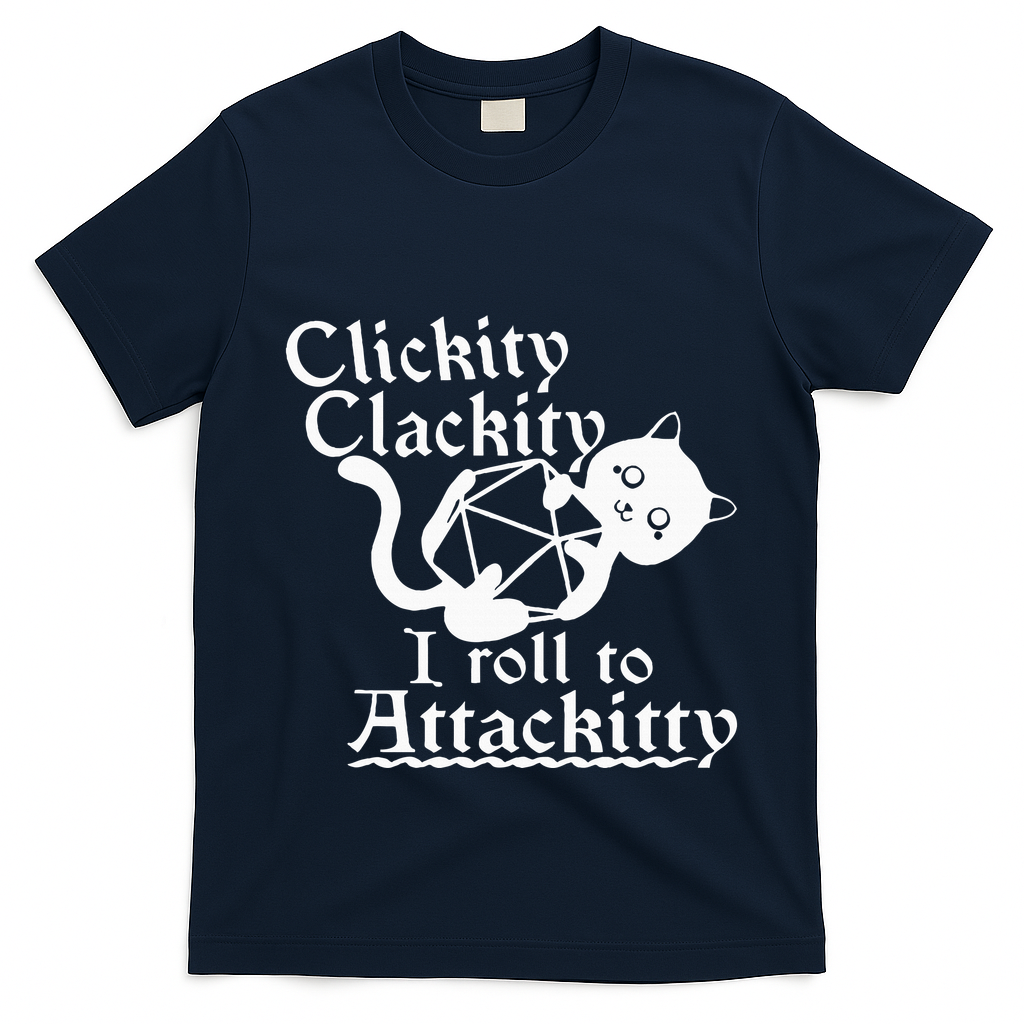Clickity Clackity I Roll To Attackity Game Dice Attackitty T-Shirt