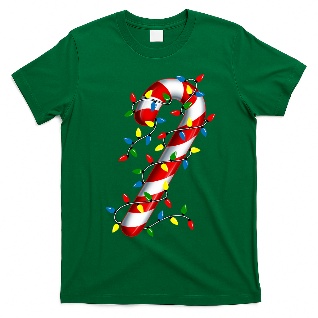 Candy Cane Merry And Bright Christmas Lights Candy Family T-Shirt - Irish Green
