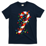 Candy Cane Merry And Bright Christmas Lights Candy Family T-Shirt - Navy Blue