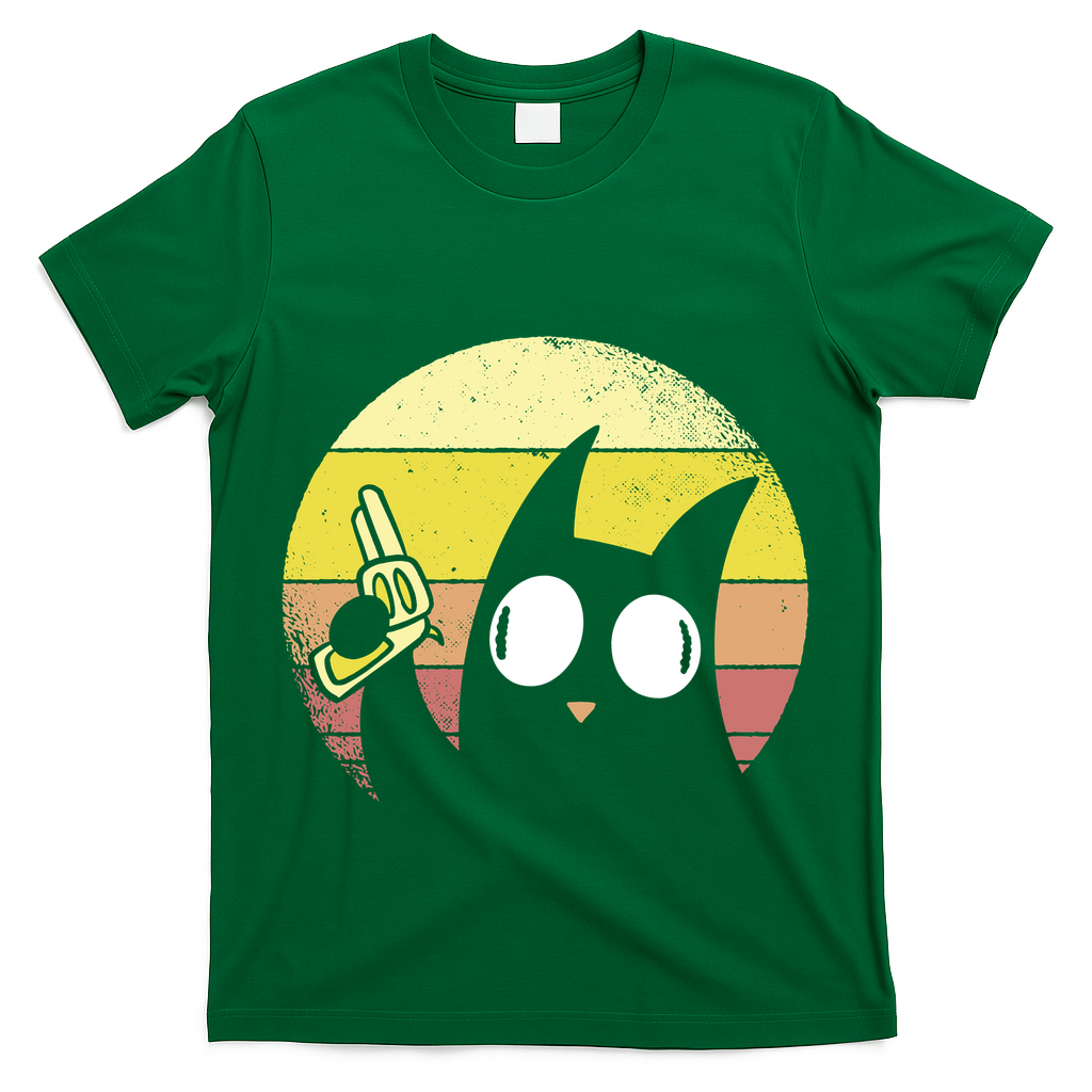 Crazy Cat Retro Sunset T-Shirt
