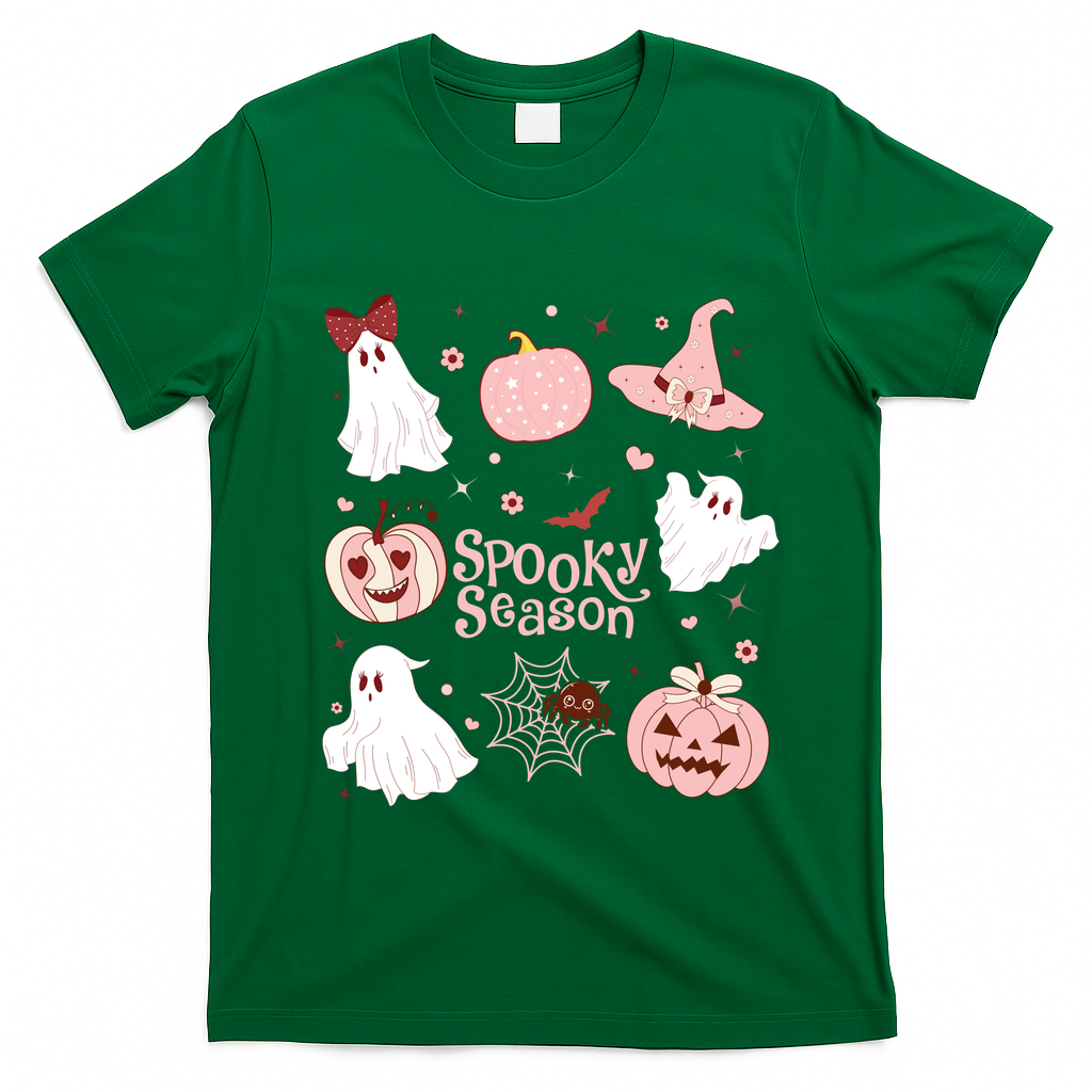 Cute Coquette Spooky Season T-Shirt - Irish Green