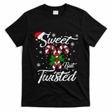 Candy Cane Sweet But Twisted Funny Merry Christmas Xmas T-Shirt - Black
