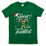 Candy Cane Sweet But Twisted Funny Merry Christmas Xmas T-Shirt - Irish Green