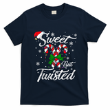 Candy Cane Sweet But Twisted Funny Merry Christmas Xmas T-Shirt - Navy Blue