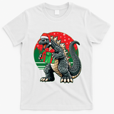 Cool Christmas Santa Japanese Monster Kaiju T-Shirt - White