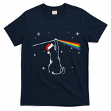 Christmas Cat The Dark Side Of The Moon Funny Lover Xmas T-Shirt - Navy Blue