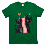 Cute Cat Trio With Hearts Art For Cat Lovers T-Shirt