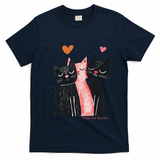 Cute Cat Trio With Hearts Art For Cat Lovers T-Shirt