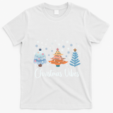 Cute Christmas Vibes Holiday Snow Tree Design Funny Gift T-Shirt - White