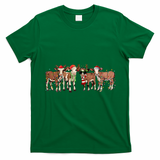 Christmas Cow Western Xmas Lights Holiday Pajamas Cow Lover T-Shirt - Irish Green