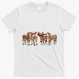 Christmas Cow Western Xmas Lights Holiday Pajamas Cow Lover T-Shirt - White