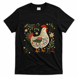 Christmas Chicken Western Floral T-Shirt - Black
