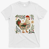 Christmas Chicken Western Floral T-Shirt - White