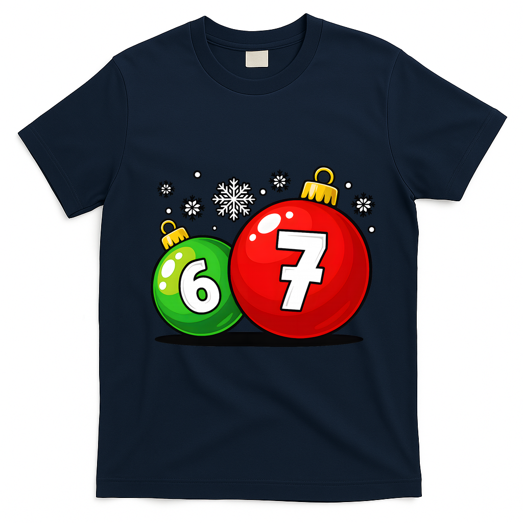 Christmas Decoration 6-7 Six Seven 67 Meme Gen Alpha Slang T-Shirt - Navy Blue
